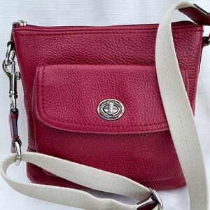 Coach Crossbody Bag Red Pebble Leather